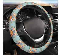 Car Elastic Steering Wheel Cover Universal 15 Inch Vehicle Stretch Steering Wheel Cover Protector Cute Animal Fox Flowers Auto Protective Cover Novelty Car Interior Accessories for Men Women