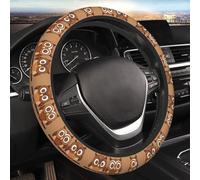 Car Elastic Steering Wheel Cover Universal 15 Inch Vehicle Stretch Steering Wheel Cover Protector Cute Big Brown Cartoon Owls Auto Protective Cover Novelty Car Interior Accessories for Men Women