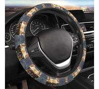 Car Elastic Steering Wheel Cover Universal 15 Inch Vehicle Stretch Steering Wheel Cover Protector French Bulldog Wearing Sunglasses Auto Protective Cover Novelty Car Interior Accessories for Men Women