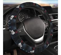 Car Elastic Steering Wheel Cover Universal 15 Inch Vehicle Stretch Steering Wheel Cover Protector Gothic hat-Wearing Dog Auto Protective Cover Novelty Car Interior Accessories for Men Women