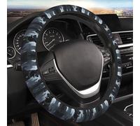 Car Elastic Steering Wheel Cover Universal 15 Inch Vehicle Stretch Steering Wheel Cover Protector Gothic Black Dog Auto Protective Cover Novelty Car Interior Accessories for Men Women
