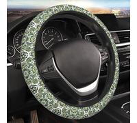 Car Elastic Steering Wheel Cover Universal 15 Inch Vehicle Stretch Steering Wheel Cover Protector Green Decorative Pattern Auto Protective Cover Novelty Car Interior Accessories for Men Women