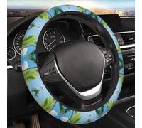 Car Elastic Steering Wheel Cover Universal 15 Inch Vehicle Stretch Steering Wheel Cover Protector Green Tropical Palm Leaves Auto Protective Cover Novelty Car Interior Accessories for Men Women