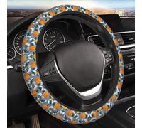 Car Elastic Steering Wheel Cover Universal 15 Inch Vehicle Stretch Steering Wheel Cover Protector Orange Pumpkin Pattern Auto Protective Cover Novelty Car Interior Accessories for Men Women