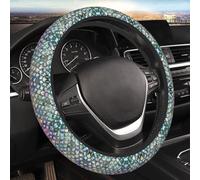 Car Elastic Steering Wheel Cover Universal 15 Inch Vehicle Stretch Steering Wheel Cover Protector Pearl Fantasy Mermaid Scales Auto Protective Cover Novelty Car Interior Accessories for Men Women