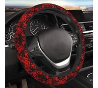Car Elastic Steering Wheel Cover Universal 15 Inch Vehicle Stretch Steering Wheel Cover Protector Red and Black Pattern Auto Protective Cover Novelty Car Interior Accessories for Men Women