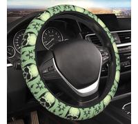 Car Elastic Steering Wheel Cover Universal 15 Inch Vehicle Stretch Steering Wheel Cover Protector Skull on Light Green Background Auto Protective Cover Novelty Car Interior Accessories for Men Women