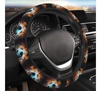 Car Elastic Steering Wheel Cover Universal 15 Inch Vehicle Stretch Steering Wheel Cover Protector Soccer Ball Flying in the air Auto Protective Cover Novelty Car Interior Accessories for Men Women