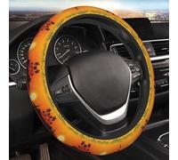 Car Elastic Steering Wheel Cover Universal 15 Inch Vehicle Stretch Steering Wheel Cover Protector Sunset with a Boat Auto Protective Cover Novelty Car Interior Accessories for Men Women