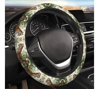 Car Elastic Steering Wheel Cover Universal 15 Inch Vehicle Stretch Steering Wheel Cover Protector Tiger Botanical Print Auto Protective Cover Novelty Car Interior Accessories for Men Women