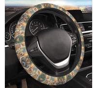 Car Elastic Steering Wheel Cover Universal 15 Inch Vehicle Stretch Steering Wheel Cover Protector Two Little Cute Rabbits Auto Protective Cover Novelty Car Interior Accessories for Men Women