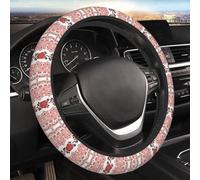 Car Elastic Steering Wheel Cover Universal 15 Inch Vehicle Stretch Steering Wheel Cover Protector Ukrainian Embroidery Style Rose Auto Protective Cover Novelty Car Interior Accessories for Men Women