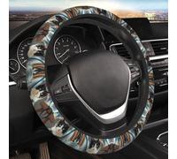 Car Elastic Steering Wheel Cover Universal 15 Inch Vehicle Stretch Steering Wheel Cover Protector White and Black Kitten Sitting Auto Protective Cover Novelty Car Interior Accessories for Men Women