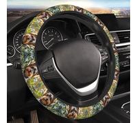 Car Elastic Steering Wheel Cover Universal 15 Inch Vehicle Stretch Steering Wheel Cover Protector Yorkie Floral Auto Protective Cover Novelty Car Interior Accessories for Men Women