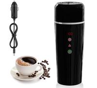 Car Electric Kettle, 420ml 12V/24V Portable Water Boiler Cup with Temperature Adjustable, IPX7 Waterproof 304 Stainless Steel Liner and Auto Shut-Off, Built-in Magnetic Induction Stirring