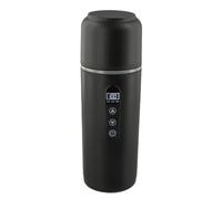 Car Electric Kettle Travel Mug 500ml LCD Display Temperature Control Double Wall Stainless Steel Water Boiler for Vehicle 12V 24V 5V USB(Black)