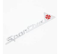 Car Emblem Badge Sticker for Alfa Romeo 4C / 4C Spider, 3D Replacement Logo for Car Grille Bonnet Boot Auto Styling Accessory,Silver-red