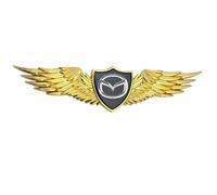 Car Emblem Badge Sticker for Mazda 5 (Premacy), 3D Replacement Logo for Car Grille Bonnet Boot Auto Styling Accessory,Gold Wing Black Label