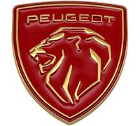 Car Emblem Badge Sticker for Peugeot e-308 2023-2026, 3D Replacement Logo for Car Grille Bonnet Boot Auto Styling Accessory,Gold-Red
