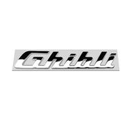 Car Emblem for Maserati Ghibli/Ghibli Trofeo/Ghibli GT Hybrid, Car Letters Decal Replacement 3D ABS Signs Badge Decal Grill Front Rear Trunk Logo Auto Decorative,Silver