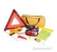 Car Emergency Kit 9pce Foot Pump Torch Jump Leads Warning Triangle Silverline
