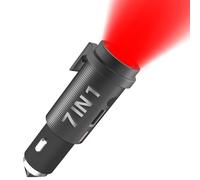 Car Emergency Tool, Car Emergency Flashlight, Small Rechargeable Flashlight Escape Tool, Compact Travel Strobe Flashlight, Car Survival Flashlight Emergency Kit, Window Breaker USB C Car Charger Balck