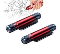 Car Emergency Tool with Window Breaker and Seat Belt Cutter, 2PCS Safety Hammer for Vehicle Escape, A First Response Essential Gadget for Drivers to Shatter Tempered Glass Quickly(2Pcs Red)