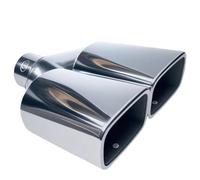 Car End Pipes 1 PCS Stainless Steel Universal Square Double Outlet Exhaust Tip Car Accessories Inlet 60mm(Silver)