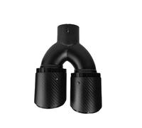 Car End Pipes 1 Pcs Universal Aluminium Alloy Silencer Black Double Outlet Carbon Fibre Twill Matte Exhaust Tip End Pipes(60mm-101mm-Left)