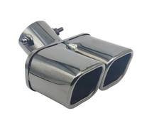 Car End Pipes 1 PCS Universal Square Dual Outlet Exhaust Tip Stainless Steel Titanium Black Car Exhaust Muffler Inlet 60MM/76MM Tail Pipe Exhaust Pipe Cap(76MM Curved)
