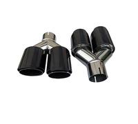 Car End Pipes 1 Piece Automobile Universal Carbon Fib Tail Throat Stainless Steel Silencer Y-shape Double-Outlet Exhaust Nozzle Tip Exhaust Tailpipe(66mm IN-89mm OUT)