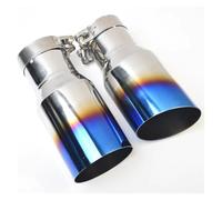 Car End Pipes 1 Piece Stainless Steel Universal Exhaust System End Pipe Car Exhaust Pipe Straight Muffler Tip Blue Burnt Exhaust Tailpipe(60-101mm slash)