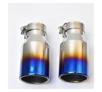 Car End Pipes 1 Piece Universal Blue Stainless Steel Flat Flange Exhaust Pipe Curly Muffler Tip Exhaust Tailpipe(IN 48MM OUT 89MM)