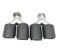 Car End Pipes 1Pair Car Matte Carbon Fiber Muffler Tip Y Shape Double Exit Exhaust Pipe Mufflers Nozzle Decoration Universal Stainless Tail Pipe Exhaust Pipe Cap(57MM IN 114MM OUT)