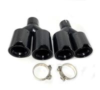 Car End Pipes 1Pair Double Outlet Muffler Tip Black Stainless Universal Carbon Fiber Exhaust Tips End Pipes For BMW Series Tail Pipe Exhaust Pipe Cap(60 IN 105 OUT)