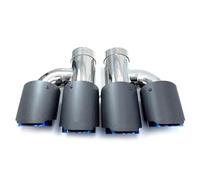 Car End Pipes 1Pair H Style Matt Carbon Fiber Stainless Steel Universal Dual Exhaust Pipe Blue End Tail Tip Quad Muffler For BMW For F30 Tail Pipe Exhaust Pipe Cap(60MM IN-89MM OUT)