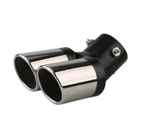 Car End Pipes 1PCS 2.5" Inlet Decoration Chrome Tail Pipe Stainless Steel Curved Double Outlet End Pipes(Black chrome bent)