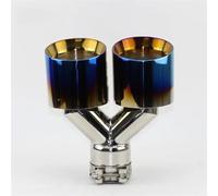 Car End Pipes 1PCS 304 Stainless Steel Blue And Bright Y-type Double Outlet Straight Edge Exhaust Pipe Tailpipe Car Accessories(51mm out 76mm)