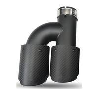 Car End Pipes 1PCS Dual Carbon Fiber Stainless Steel Universal Exhaust Tip Matter Muffler Double End Black Pipe Tail Pipe Exhaust Pipe Cap(Right 63mm)