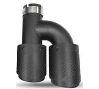 Car End Pipes 1PCS Dual Carbon Fiber Stainless Steel Universal Exhaust Tip Matter Muffler Double End Black Pipe Tail Pipe Exhaust Pipe Cap(Left 63mm)