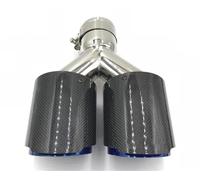 Car End Pipes 1PCS Universal Dual Exhaust Tip Glossy Carbon Fiber Tail Tip Exhaust Pipe End Tail Quad Tip Tail Pipe Exhaust Pipe Cap(57MM IN 89MM OUT)
