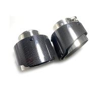 Car End Pipes 1Piece Stainless Steel Universal Muffler Pipe Glossy Real Carbon Fiber Exhaust Tailpipe 110mm Length Rear Muffler Tip Tail(60MM IN 114MM OUT)