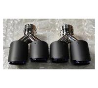 Car End Pipes 2Pcs Y Pipe Dual Exhaust Tips Universal Matt Carbon Fiber Blue Stainless Double Exit Exhaust Pipes Muffler Tailpipe Tail Pipe Exhaust Pipe Cap(70MM IN-76MM OUT)