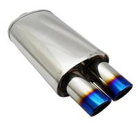 Car End Pipes Car Accessories Exhaust Muffler Pipe Universal Stainless Burned Blue Silver Silencer Double Export 63MM 76MM Muffler Tail Pipe(Straight Blue 63mm)