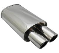 Car End Pipes Car Accessories Exhaust Muffler Pipe Universal Stainless Burned Blue Silver Silencer Double Export 63MM 76MM Muffler Tail Pipe(Straight Silver 63mm)