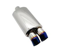 Car End Pipes Car Accessories Exhaust Muffler Pipe Universal Stainless Burned Blue Silver Silencer Double Export 63MM 76MM Muffler Tail Pipe(Bend Blue 63mm)