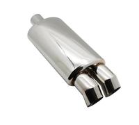 Car End Pipes Car Accessories Exhaust Muffler Pipe Universal Stainless Burned Blue Silver Silencer Double Export 63MM 76MM Muffler Tail Pipe(Bend Silver 76mm)