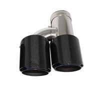 Car End Pipes Car Carbon Fiber Glossy Muffler Tip H Shape Double Exit Exhaust Pipe Mufflers Nozzle Decoration Universal Stainless Tail Pipe Exhaust Pipe Cap(Right 63mm-76mm)