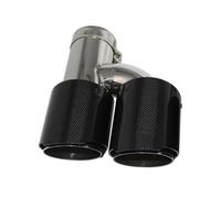 Car End Pipes Car Carbon Fiber Glossy Muffler Tip H Shape Double Exit Exhaust Pipe Mufflers Nozzle Decoration Universal Silver Tail Pipe Exhaust Pipe Cap(Left 51mm-101mm)