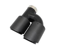 Car End Pipes Car Carbon Fiber Matte Muffler Tip H Shape Double Exit Exhaust Pipe Mufflers Nozzle Decoration Universal Stainless Tail Pipe Exhaust Pipe Cap(Left 60mm-76mm)